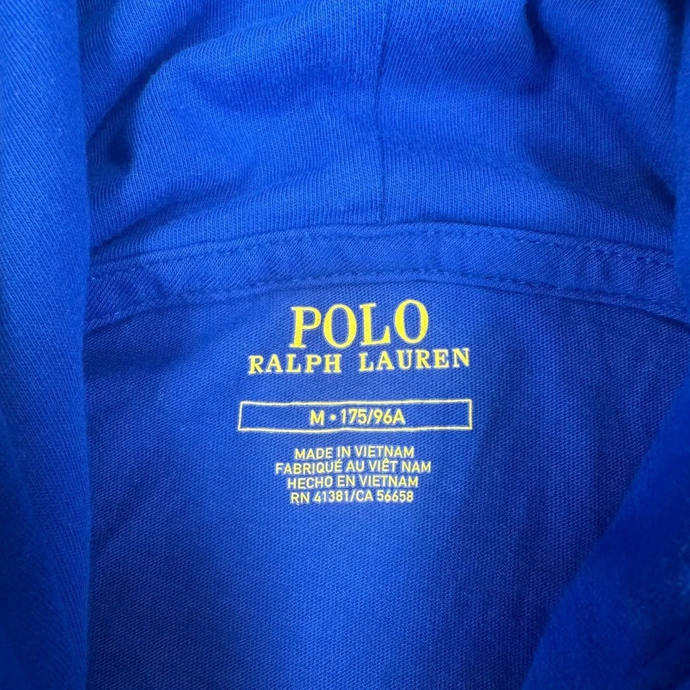 Polo Ralph Lauren Hooded Shirt Mens M Royal Blue Cotton Long Sleeve Red Pony